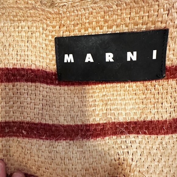 Authentic Marni Market Jute/Hemp Stripe Tote Bag - Red/Natural - Picture 5 of 10